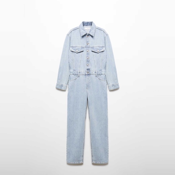 Mango NWT Denim Jumpsuit with Buttons - Picture 1 of 9
